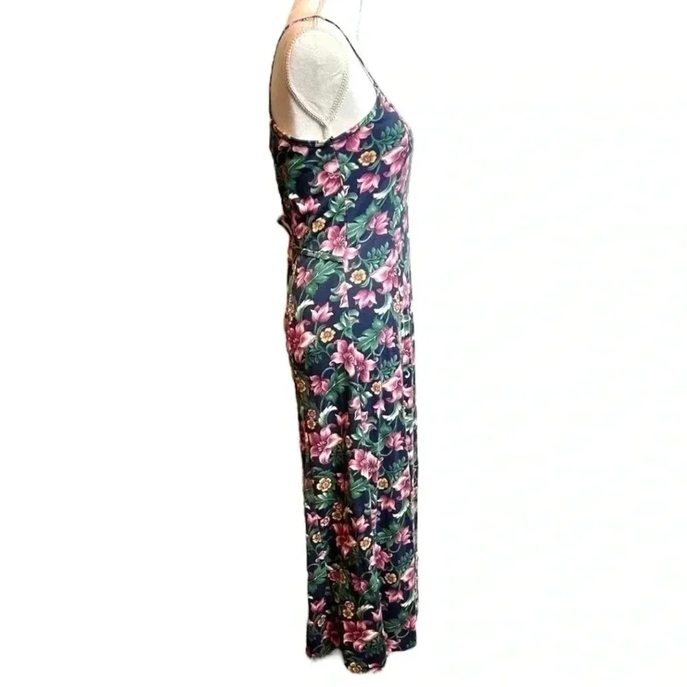 VTG No Boundaries Summer Dress 90s Floral Tie Back Spaghetti Strap SZ Medium - Picture 3 of 12